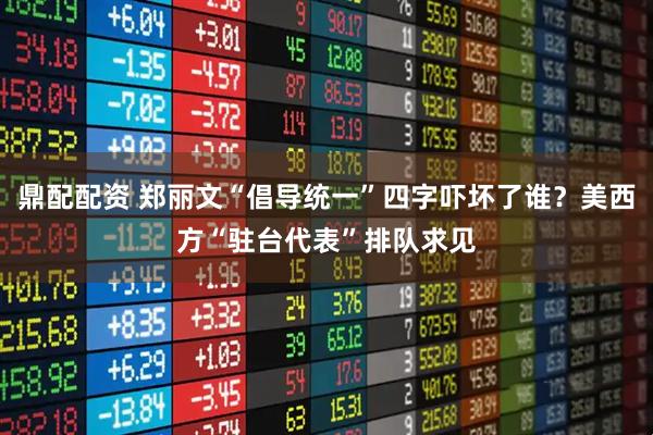 鼎配配资 郑丽文“倡导统一”四字吓坏了谁？美西方“驻台代表”排队求见